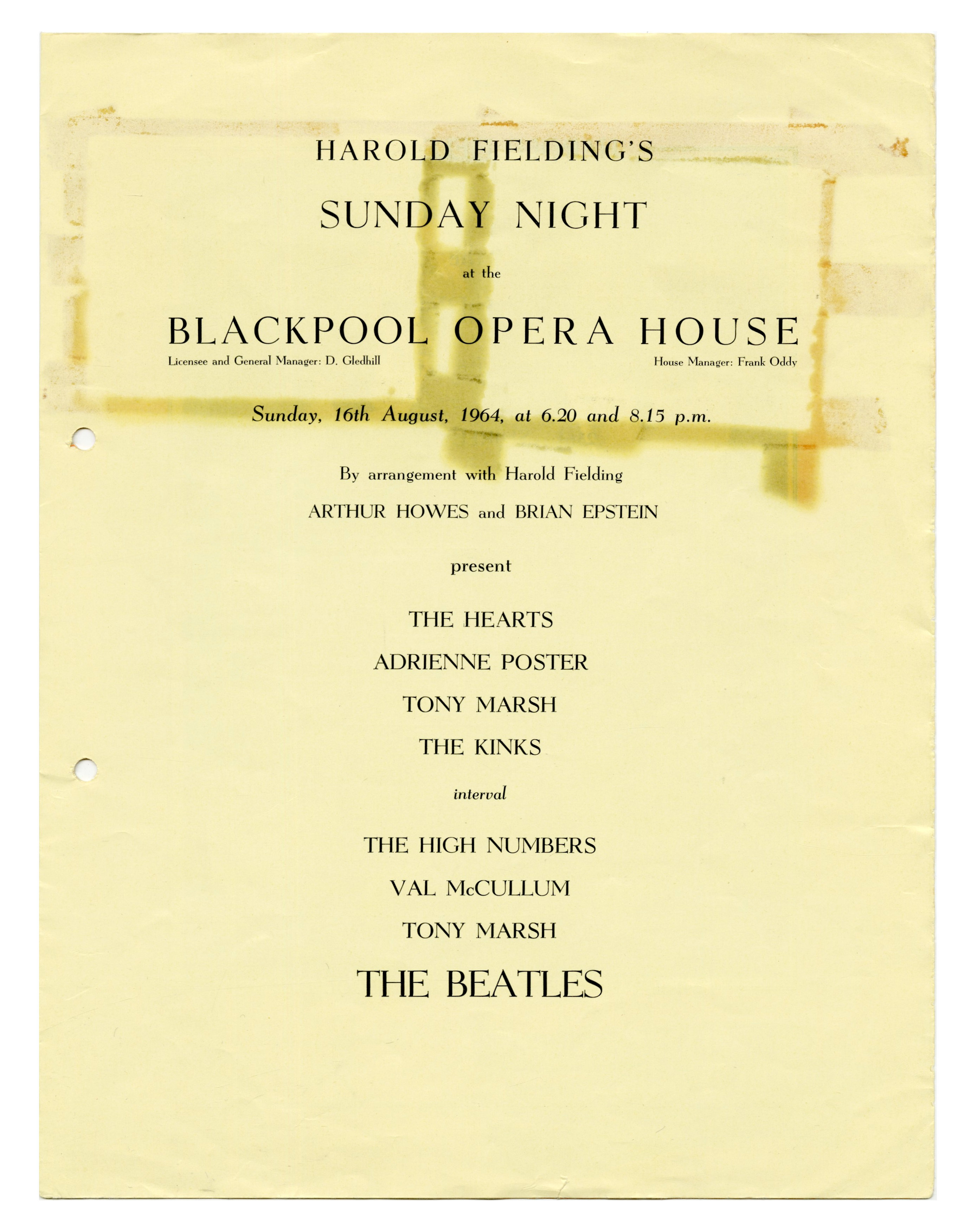 The Beatles High Numbers August 1964 Blackpool Opera House Concert Programme & Two Ticket Stubs (UK) - Image 3 of 4