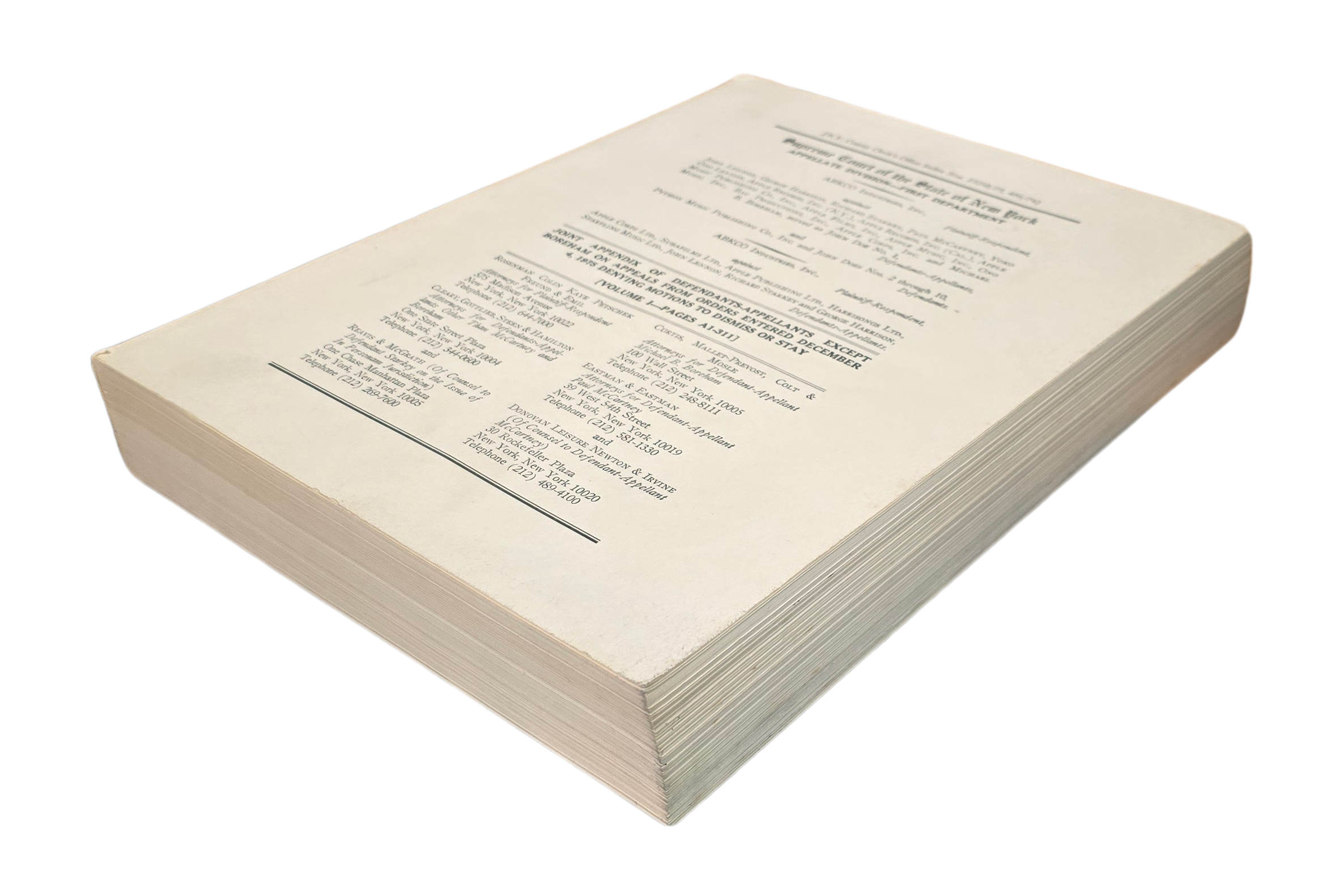 The Beatles Vs ABKCO Industries Appendix Of Defendants (USA) - Image 2 of 2