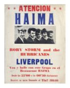 Rory Storm & The Hurricanes c.1964 Restaurant Haima Concert Billboard (Spain)