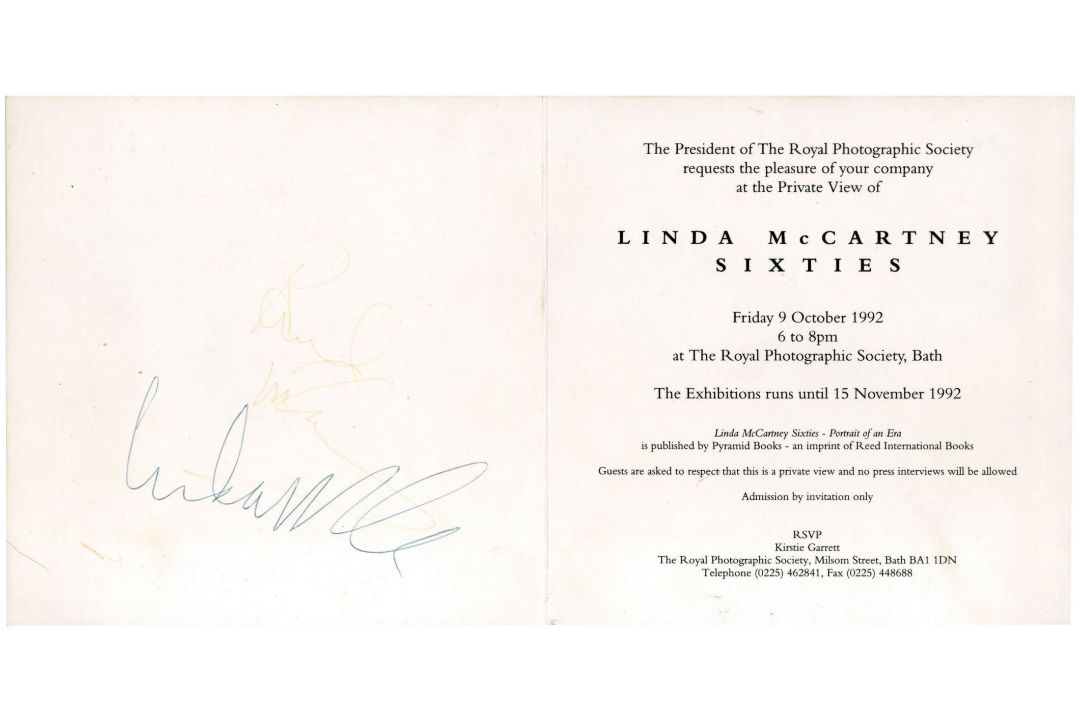 Paul And Linda McCartney Signed Sixties Photographic Exhibition Invite (UK)