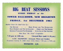 The Beatles 1961 Big Beat Sessions Tower Ballroom Complete Concert Ticket (UK)