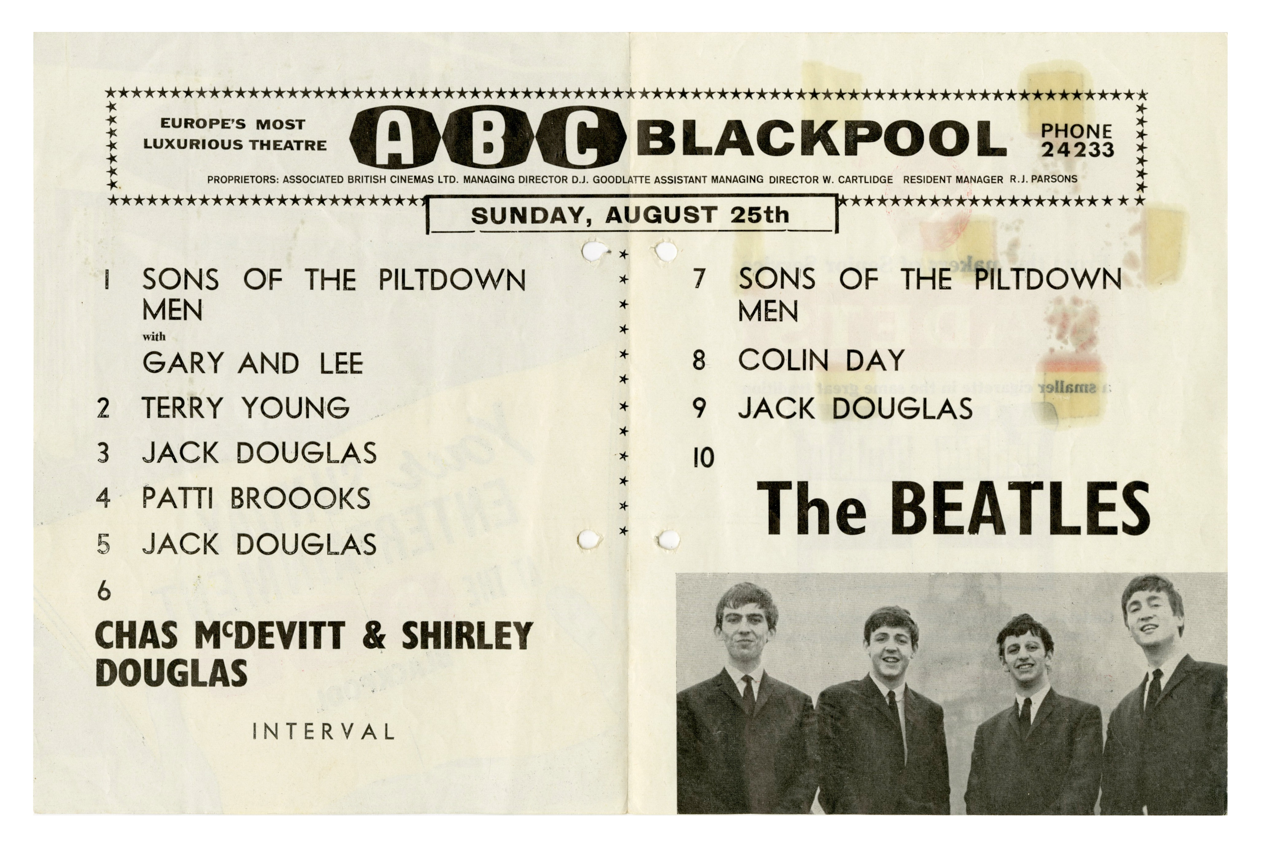 The Beatles ABC Blackpool 1963 Programme And Ticket Stub (UK) - Image 3 of 3