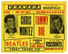 The Beatles Chris Montez Tommy Roe 1963 Mansfield Handbill (UK)