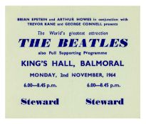 The Beatles 1964 King’s Hall Balmoral Belfast Unused Steward Concert Ticket (UK)