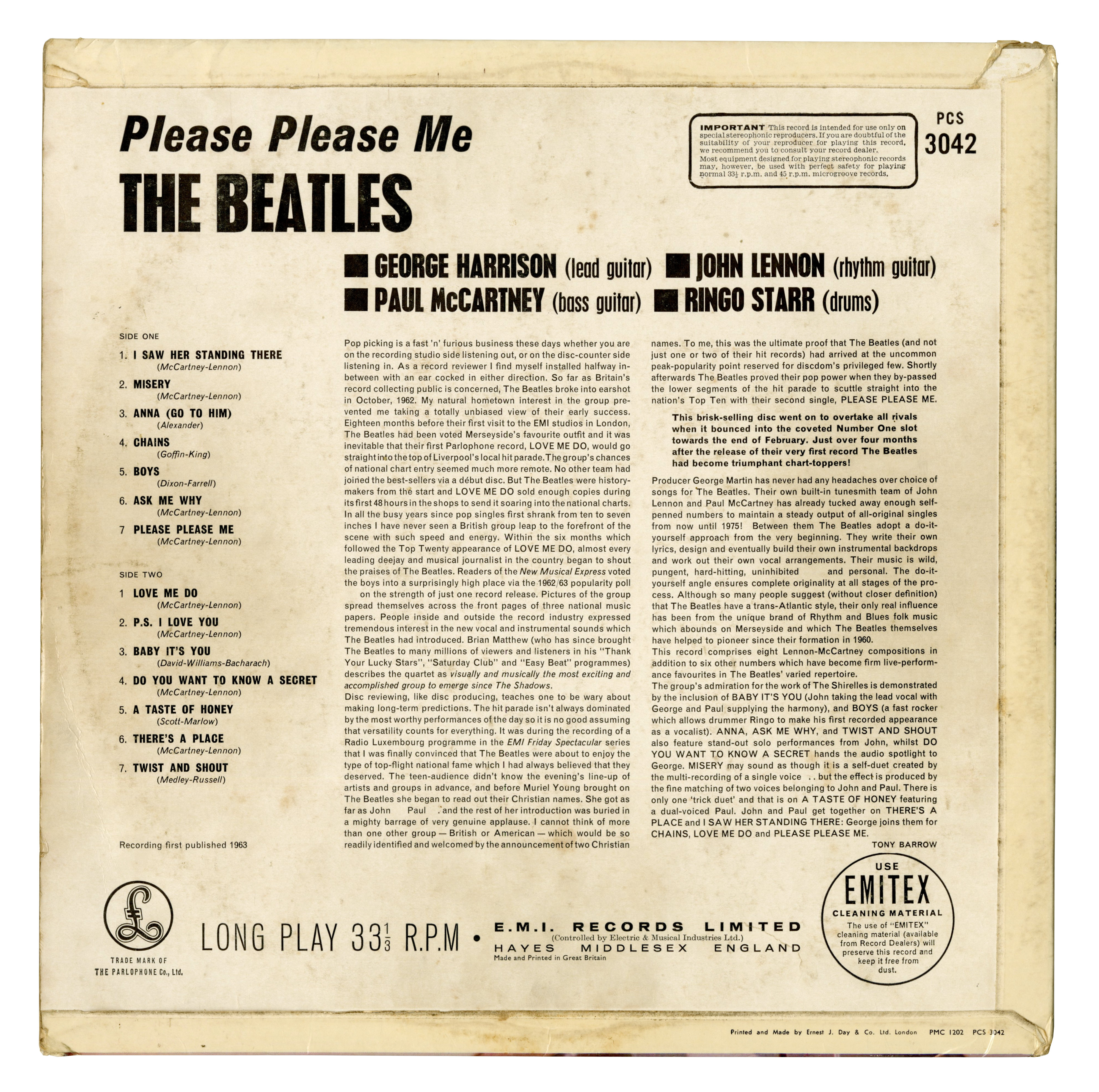 The Beatles Please Please Me Black Gold Stereo LP PCS 3042 (UK) - Image 3 of 4
