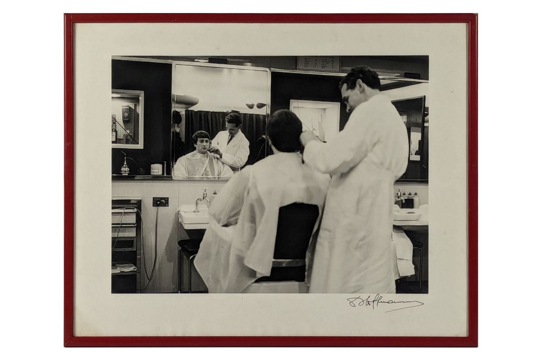 John Lennon Barber’s Shop Signed Dezo Hoffman Modern Framed Photograph (UK)