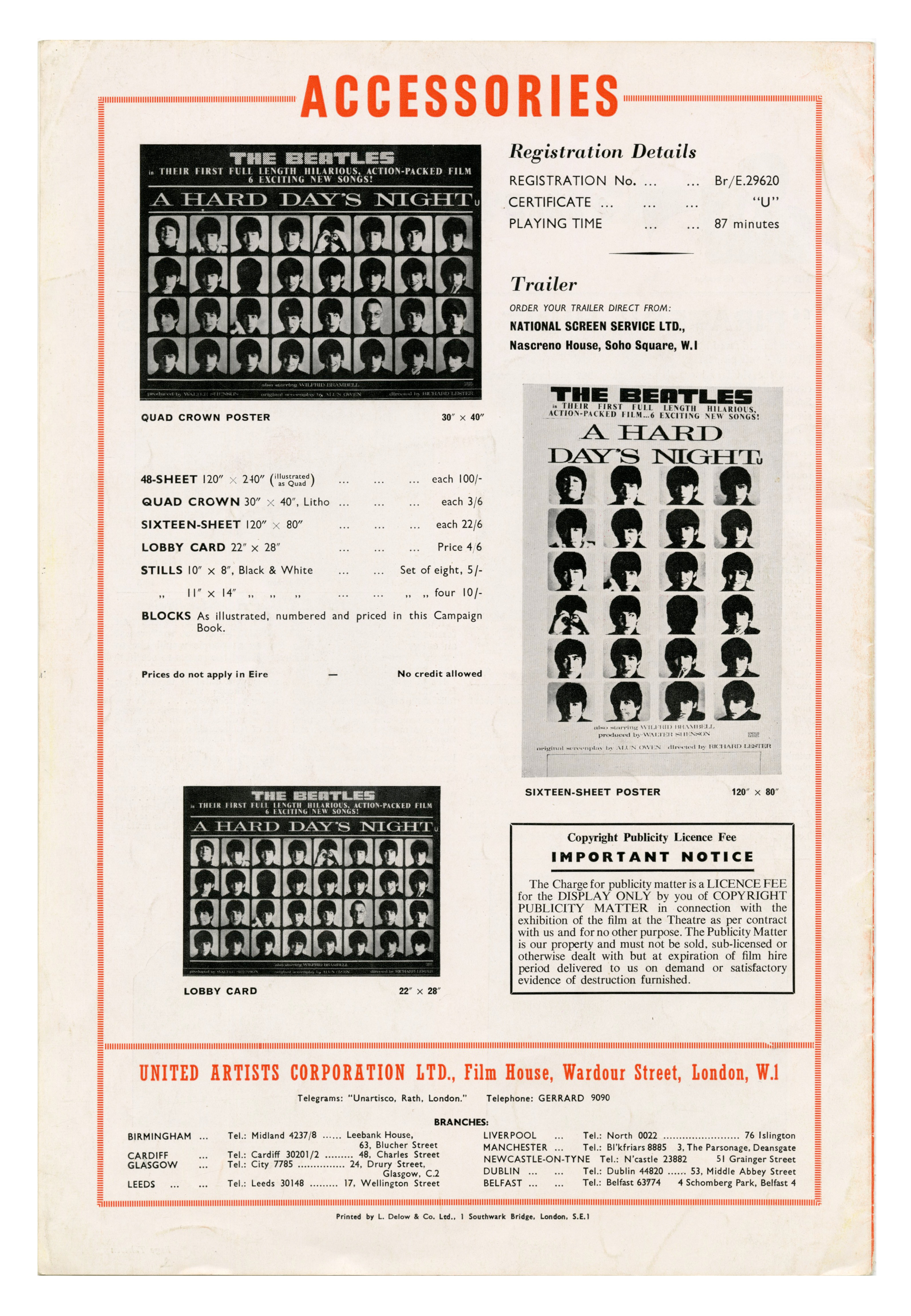 The Beatles 1964 A Hard Day’s Night United Artists Exhibitors Campaign Book (UK) - Image 2 of 2