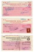 Richard Matthews & C Brown Sixties Signed Westminster Bank Limited Cheques & Photograph (UK)