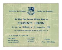 Ringo Starr The Texans 1959 University Of Liverpool Concert Ticket (UK)