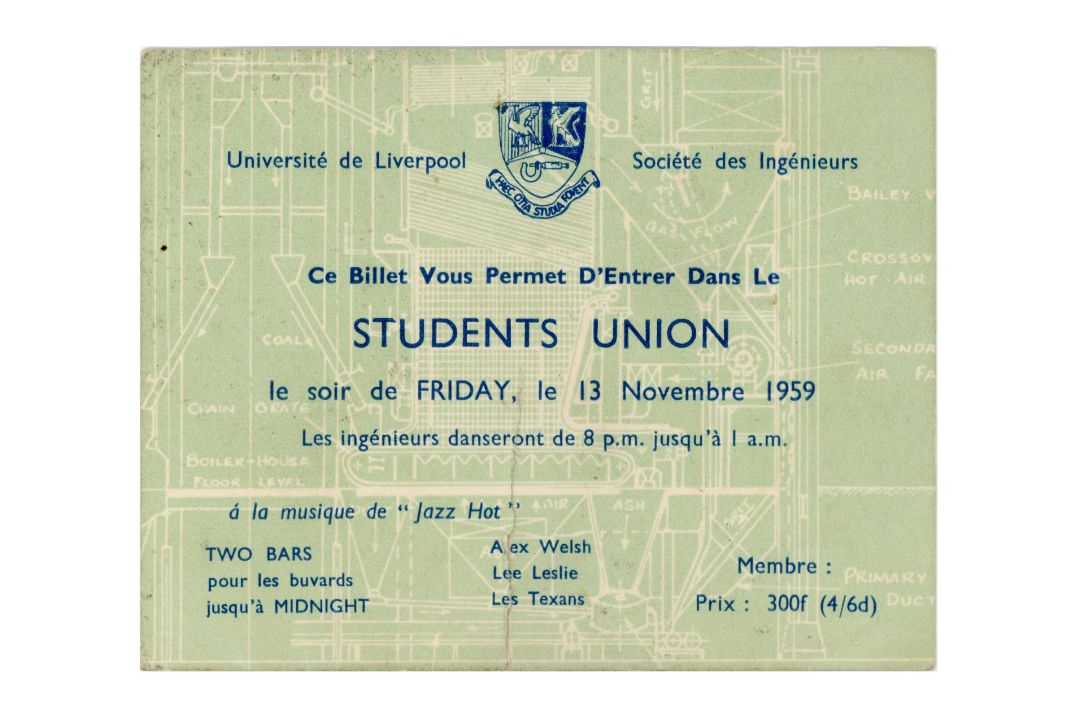 Ringo Starr The Texans 1959 University Of Liverpool Concert Ticket (UK)