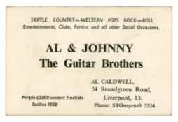 Johnny Guitar Byrne Early Guitar Brothers Business Card (UK)