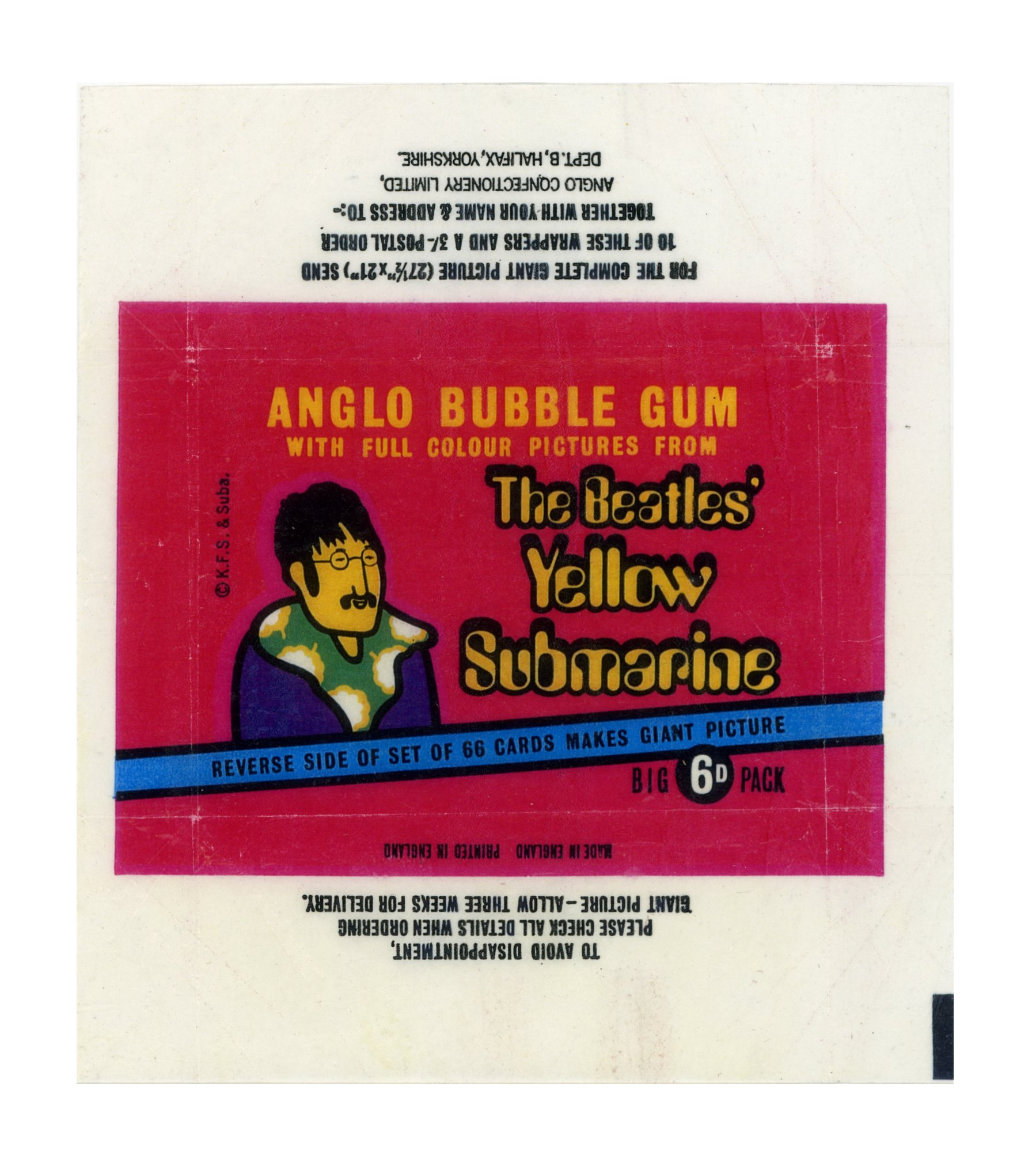 The Beatles 1968 Set Of Anglo Bubble Gum Card Wrappers (UK)