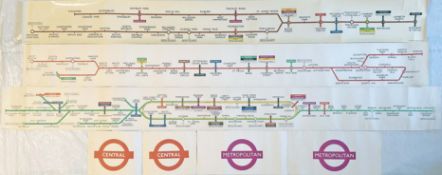 Selection (3) of 1950s London Underground paper CAR DIAGRAMS (line maps) comprising Bakerloo Line