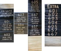 Pair of 1951 London Transport TROLLEYBUS DESTINATION BLINDS from Fulwell and Isleworth depôts