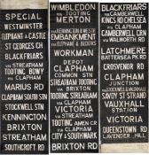 1948 London Transport TRAM DESTINATION BLIND from Clapham depôt dated April 15, 1948 and marked '2