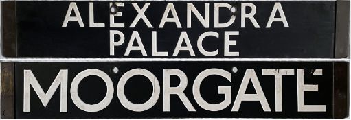 London Underground 1938-Tube Stock enamel CAB DESTINATION PLATE for Alexandra Palace / Moorgate on