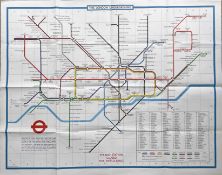 1974 (with over-printed date 'June 1973') London Underground quad-royal POSTER MAP designed by