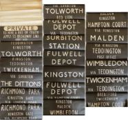 London Transport TROLLEYBUS DESTINATION BLIND from Fulwell depôt dated 19.1.58 and for the front and