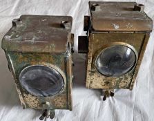 Pair of Southern Railway brass LOCOMOTIVE HEADLAMPS ex Bulleid Light Pacifics. Both are in very