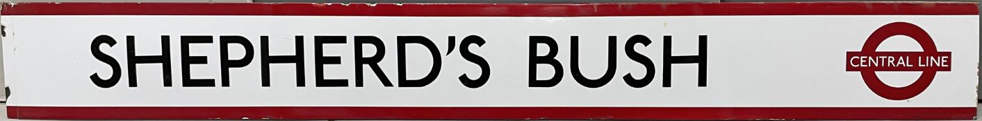 1950s/60s London Underground enamel PLATFORM FRIEZE PANEL from Shepherd's Bush station on the