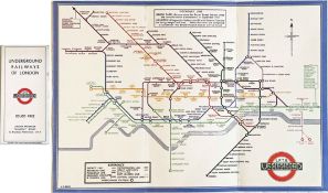 1933 London Underground H C Beck diagrammatic, card POCKET MAP from the first-year series titled '