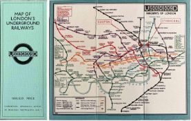 c1928/9 London Underground linen-card POCKET MAP from the Stingemore-designed series of 1925-32.