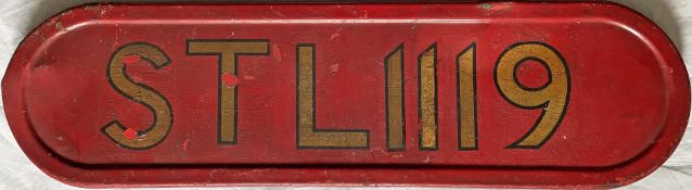 London Transport STL bus BONNET FLEETNUMBER PLATE from STL 1119. The original STL 1119 entered