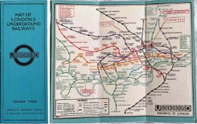 c1930 London Underground linen-card POCKET MAP from the Stingemore-designed series of 1925-32.
