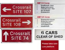 Selection (6) of railway-related SIGNS comprising 3 x highway direction signs to Crossrail sites,