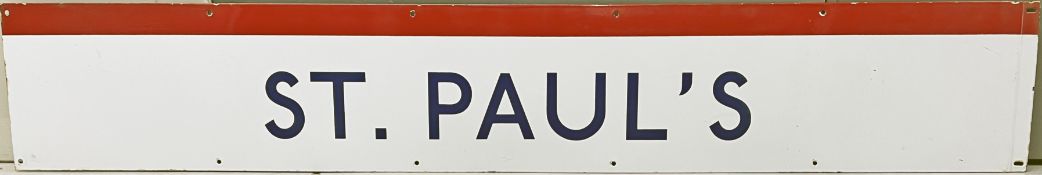 c.1980s London Underground enamel PLATFORM FRIEZE PANEL from St Paul's station on the Central