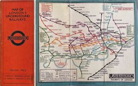 c1930 London Underground linen-card POCKET MAP from the Stingemore-designed series of 1925-32.