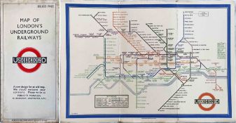 1933 first edition of the H.C. Beck London Underground diagrammatic, card POCKET MAP with the famous