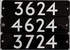Full set of 3 London Underground 1983 Tube Stock enamel STOCKNUMBER PLATES from a 3-car unit of