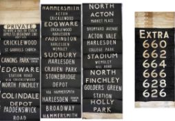 Pair of London Transport trolleybus DESTINATION BLINDS from Stonebridge Park (SE) depôt comprising a