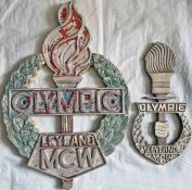 Pair of cast-alloy VEHICLE BADGES from a Leyland Olympic with MCW body. These single-deckers were