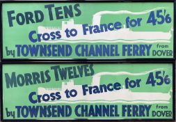 Pair of 1930s framed & glazed ADVERTISING POSTERS for Townsend Ferries 'Ford Tens [poster 1] and
