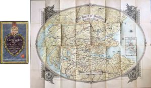 c1930 MAP 'The Gleneagles Map' of the Heart of Scotland shewing 5,000 square miles of the