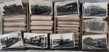 Very large quantity (c 3,000) of postcard-size, b&w RAILWAY PHOTOGRAPHS (& a handful of negatives)