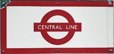 1950s/60s London Underground enamel PLATFORM FRIEZE PLATE for the Central Line with the line name on