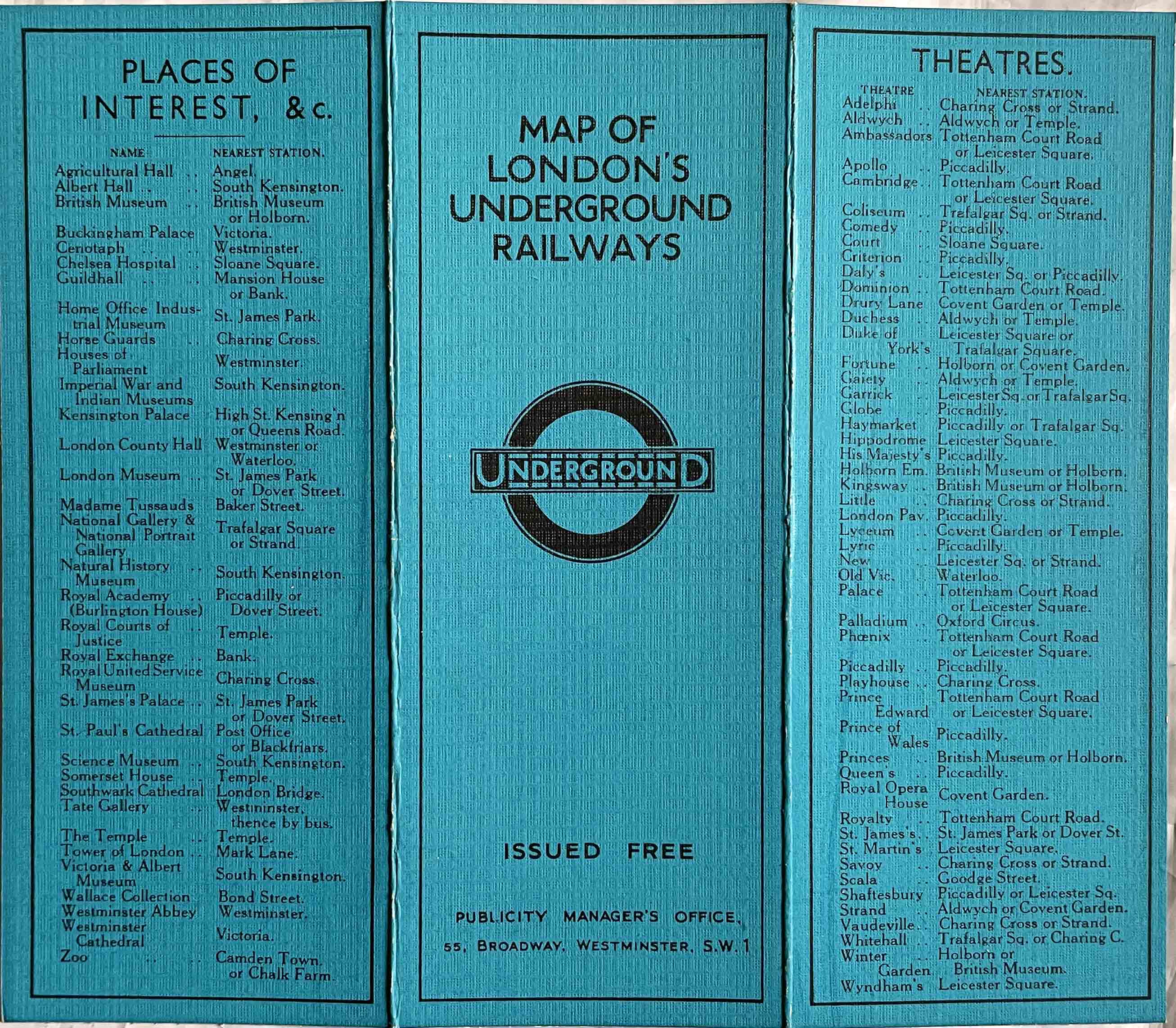 c1930 London Underground linen-card POCKET MAP from the Stingemore-designed series of 1925-32. - Image 2 of 2