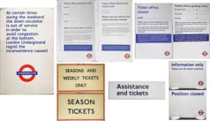 Selection (6) of London Underground SIGNS relating to escalators (1) and ticket offices (5), four