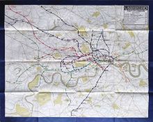 1930 London Underground quad-royal-size POSTER MAP. One of the last, pre-Beck issues that still