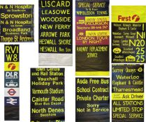 Selection (8 items) of modern-era 'Dayglo' bus DESTINATION BLINDS. A variety of operators