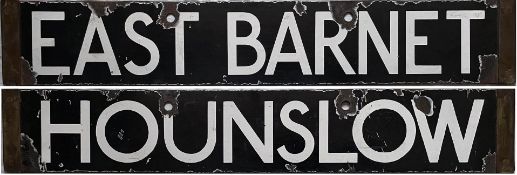 London Underground Standard Tube Stock enamel CAB DESTINATION PLATE for East Barnet / Hounslow on