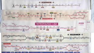 Selection (5) of 1970s-90s London Underground CAR DIAGRAMS (line maps) comprising Bakerloo Line,