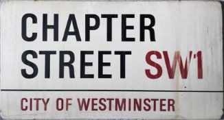 City of Westminster enamel STREET SIGN from Chapter Street, SW1, a residential street off Vauxhall