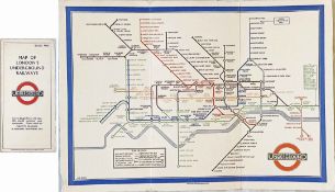 1933 first edition of the H.C. Beck London Underground diagrammatic, card POCKET MAP with the famous