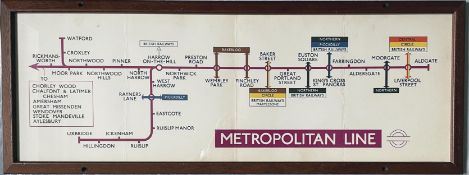 1957 (1/57) London Underground Metropolitan Line CAR DIAGRAM from compartment stock, mounted in