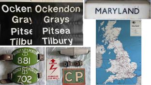 Bundle (11 items) of misc RAILWAYANA etc comprising a pair of BR(E) lengthy, complete destination