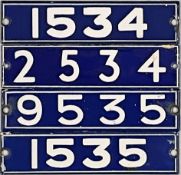 Set of 4 London Underground enamel STOCK-NUMBER PLATES from a complete 4-car unit of 1962-Tube Stock
